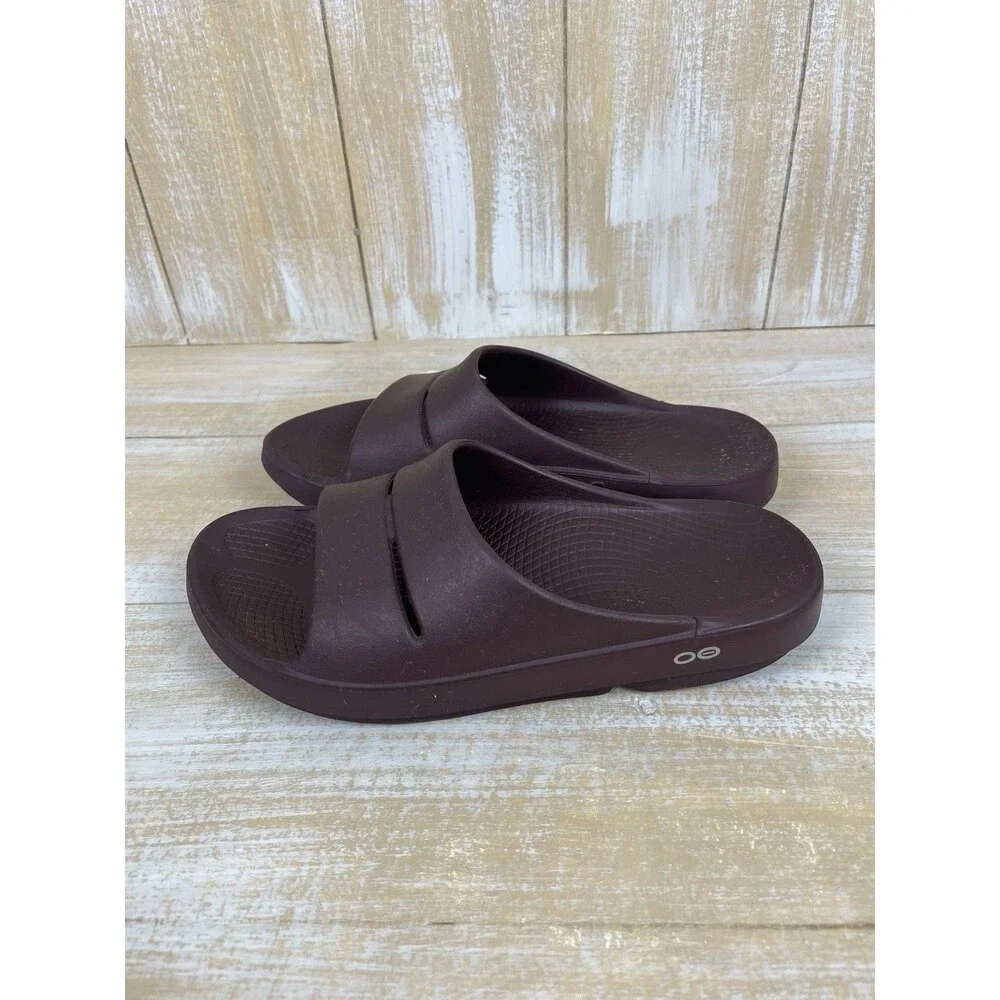 OOFOS Burgundy Ooahh Sport Recovery Slide Sandals M8/W10 EU 41